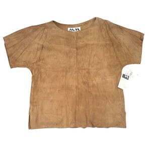 OMG 100% Genuine Authentic Pig Suede Leather Tan Top - Western Boho Designer Hig